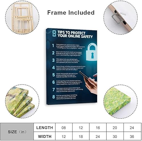 Miniatura 2 de JAWASDAO Póster de consejos de seguridad cibernética (3) póster de arte de pared, impresión en lienzo, oficina, dormitorio, sala de estar,