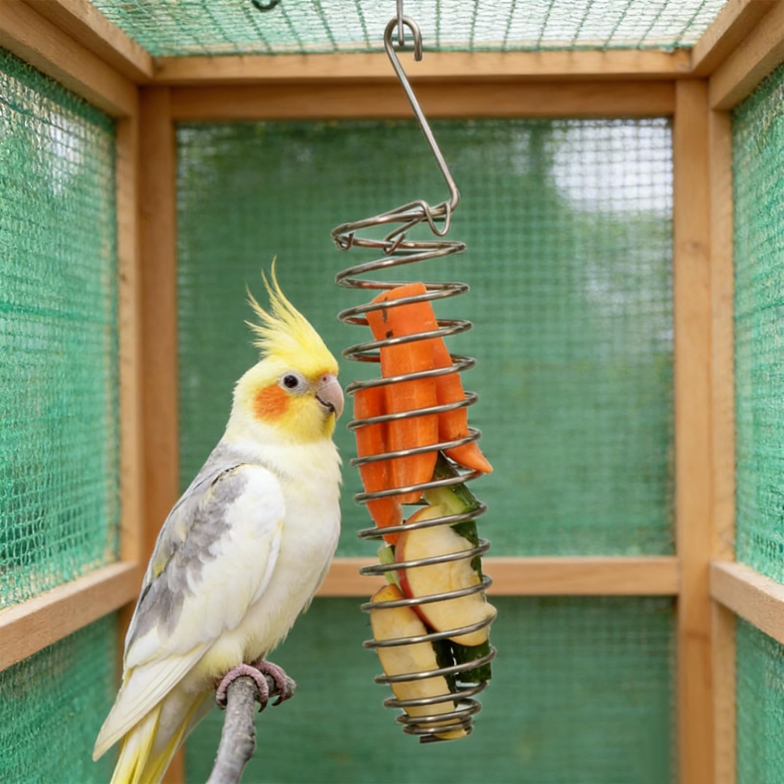 Millet Holder for Bird Cage, Bird Foraging Toy Feeder for Parrots Parakeet Cockatiel, Stainless Steel Bird Treat Holder and Fruit Vegetable Food Basket, Bird Cage Accessories for Play - image 4
