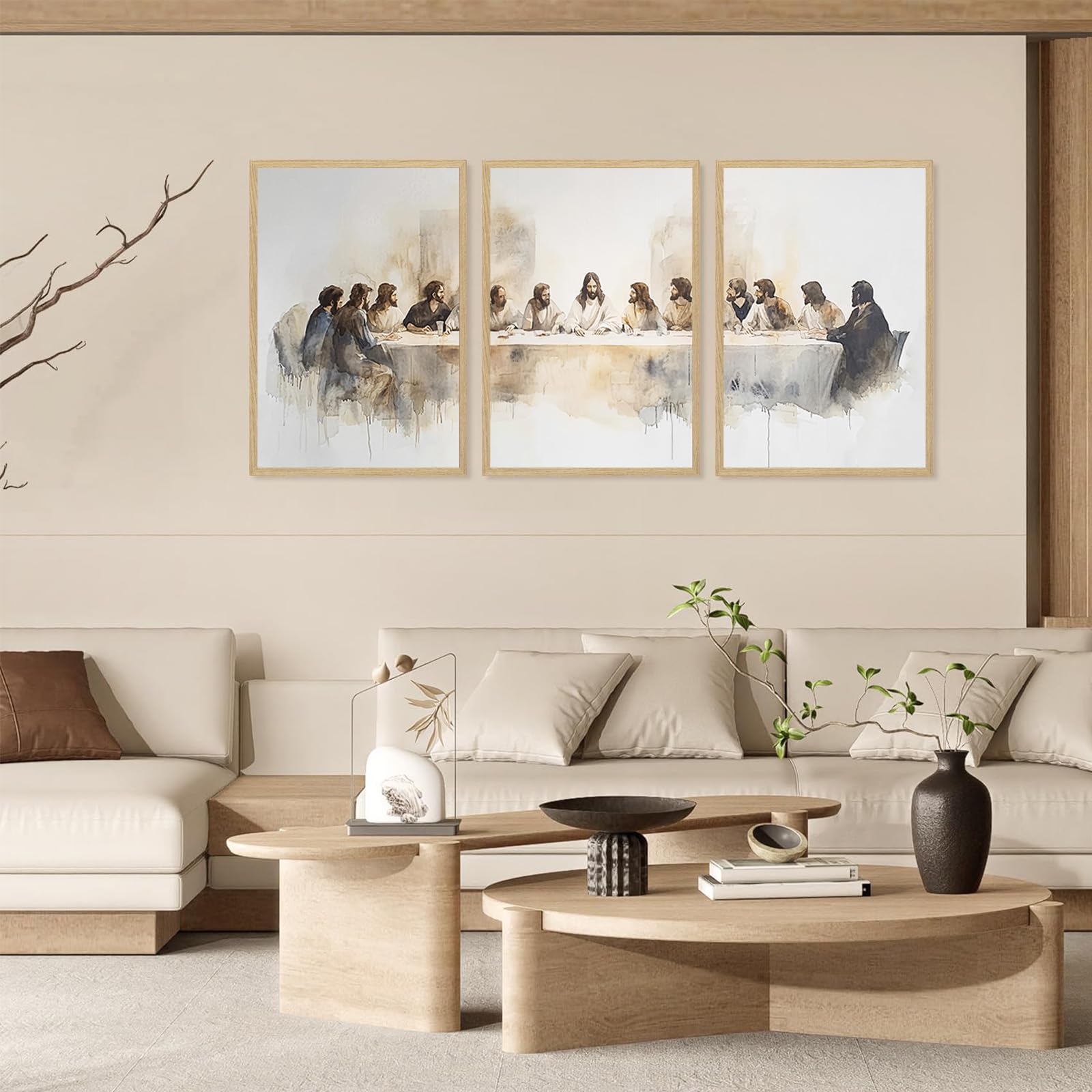 The Last Supper Wall Art 3 Piece Christian Wall Decor Scripture Jesus Pictures for Living Room Religious Christian Posters for Dining Room Bible Verse Art Biblical Canvas Prints 16x24 Inch Unframed