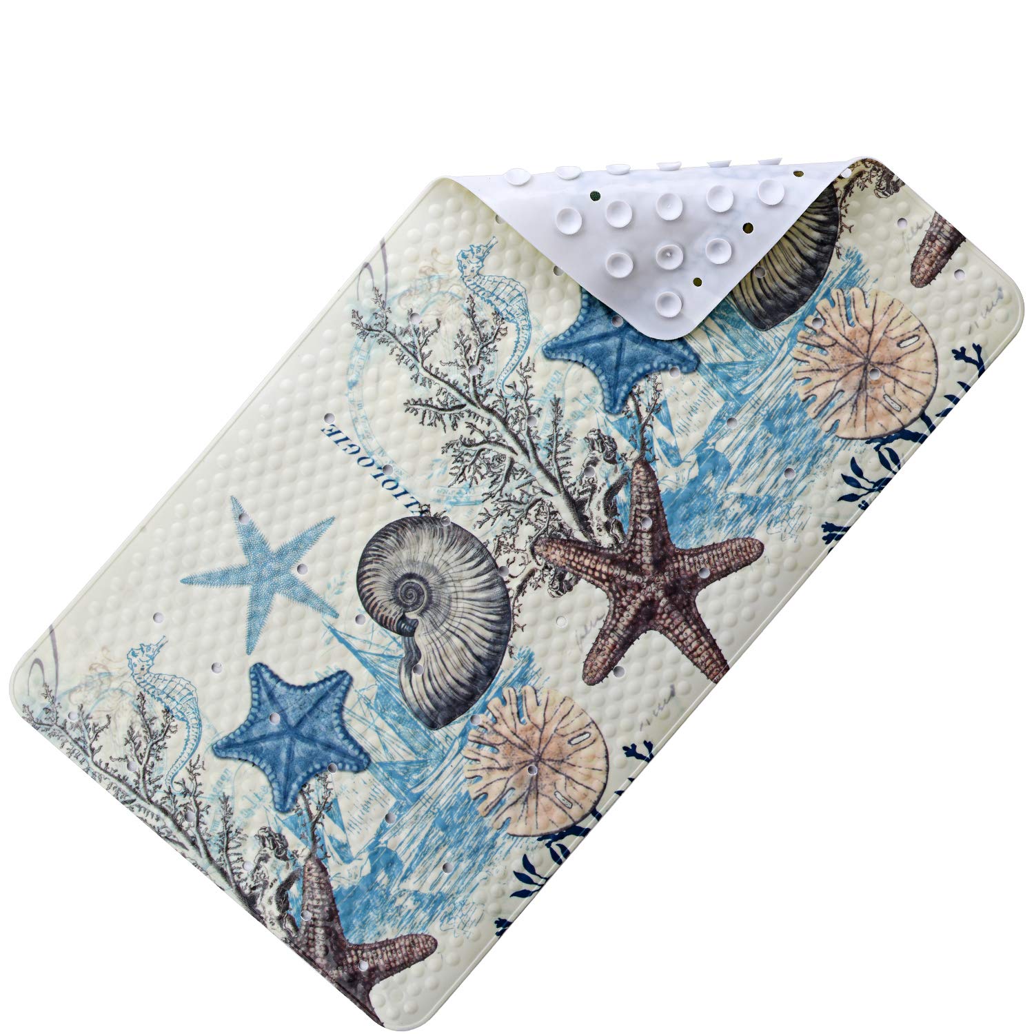 SENCOL 21 Kids Children Non Slip Super Soft Surface Sturdy Suction Cup Anti-Bacterial Bathtub Mat Bathroom Accessories: 39 x 71cm Star Fish