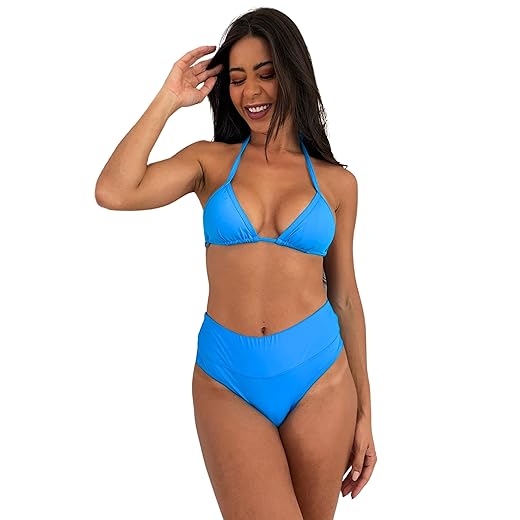 Biquini Bojo Cortininha e Calcinha Cintura Alta Fio Empina Bumbum