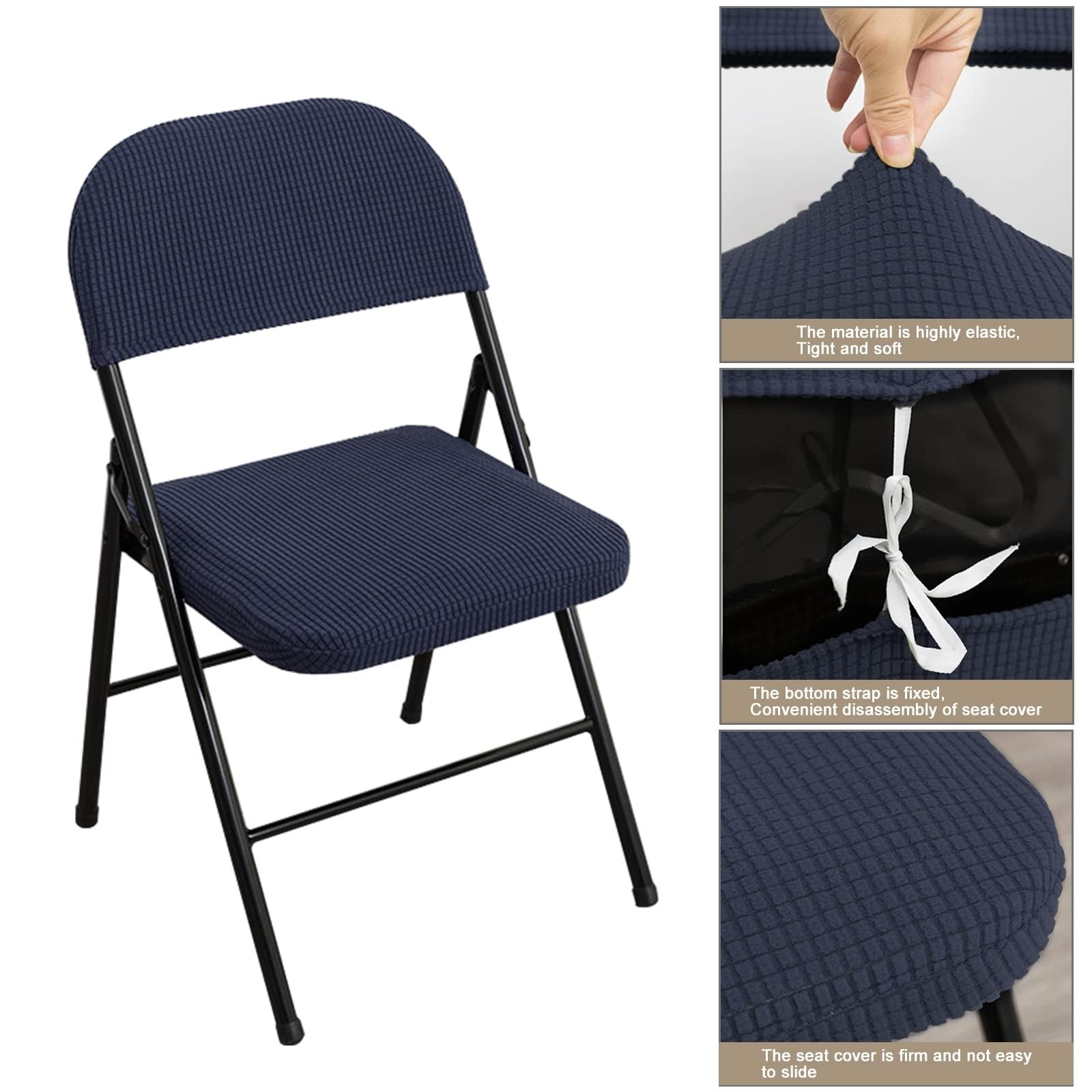 Set di 2 coprisedia pieghevoli da ufficio, elastici, per sedie da pranzo e cucina, proteggono e migliorano i mobili, si adattano alla maggior parte delle sedie pieghevoli (C, 6 pezzi)