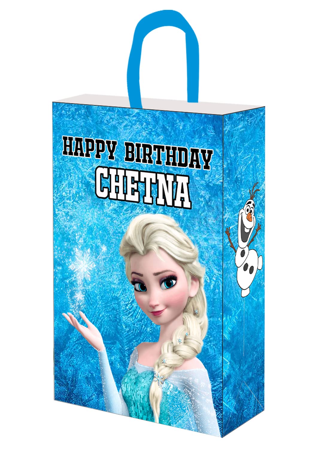 WoW Party Studio Personalized Frozen Elsa Theme Happy Birthday Decoration Party Return Gift Bag with Birthday Boy/Girl Name - 10 Pcs(Multicolor)(Nylon)-image-34