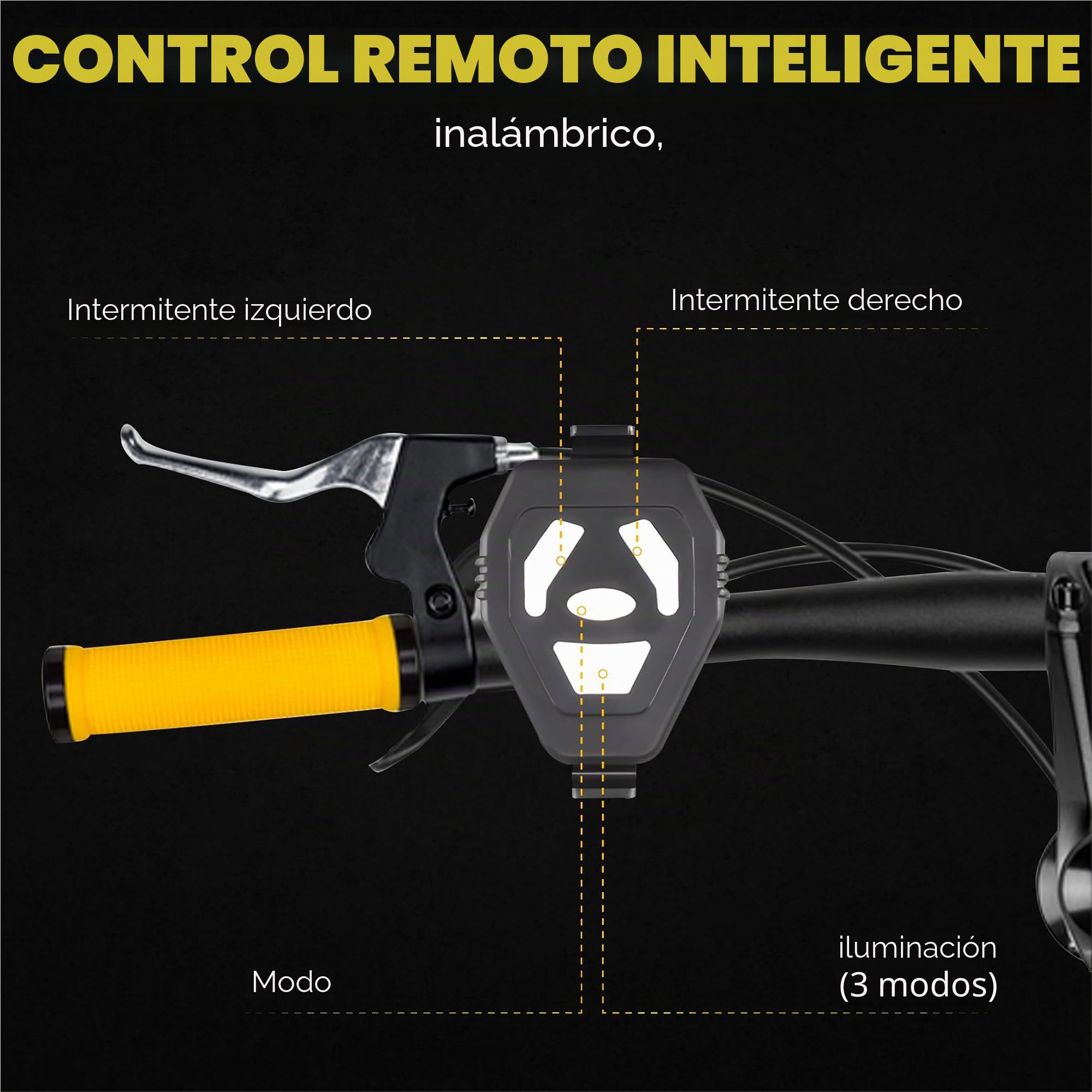 Luces delanteras y traseras con señales de giro para bicicleta y scooter: accesorios y montaje universal para scooter incluidos, control remoto inalámbrico, luz LED recargable por USB