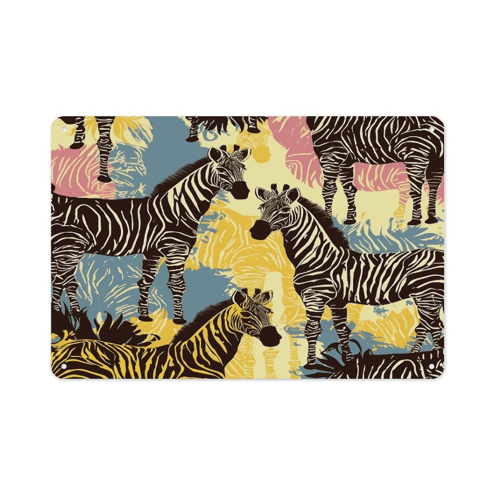 Fekiloot Style Giraffe And Zebra Wall Decor-Aluminum Painting,Tin Sign For Vintage Decoration,Wall Sign For Bathroom Living Room Kitchen Home Farm Farmhouse 11.8 * 7.9 Inch