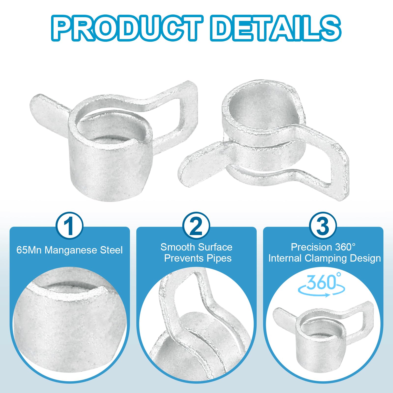 PATIKIL Spring Band Hose Clamps for 6.5-7.2mm OD Hose - Image 3