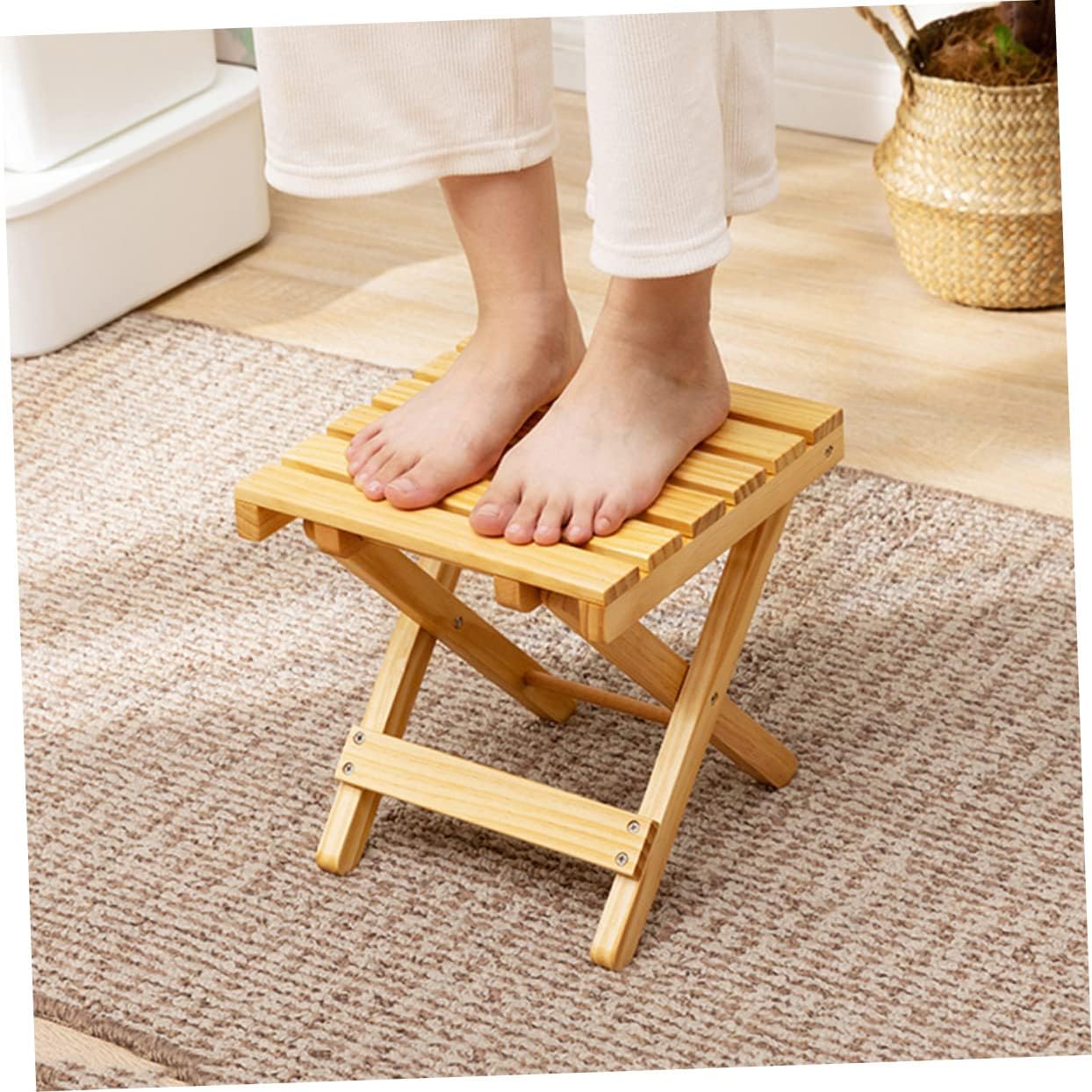 PRETYZOOM Wood Folding Side Table Portable Outdoor Small Table for Beach Picnics and Gatherings Compact Design with Stable Legs Wooden Plant Holder and Serving Desk