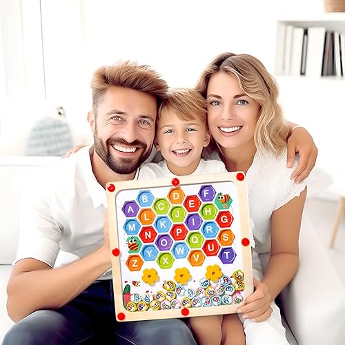 Miniatura 7 de Tablero magnético del laberinto del alfabeto, imanes del alfabeto ABC, juguete de habilidades motoras finas para niños de 3 a 5 años, juguetes de