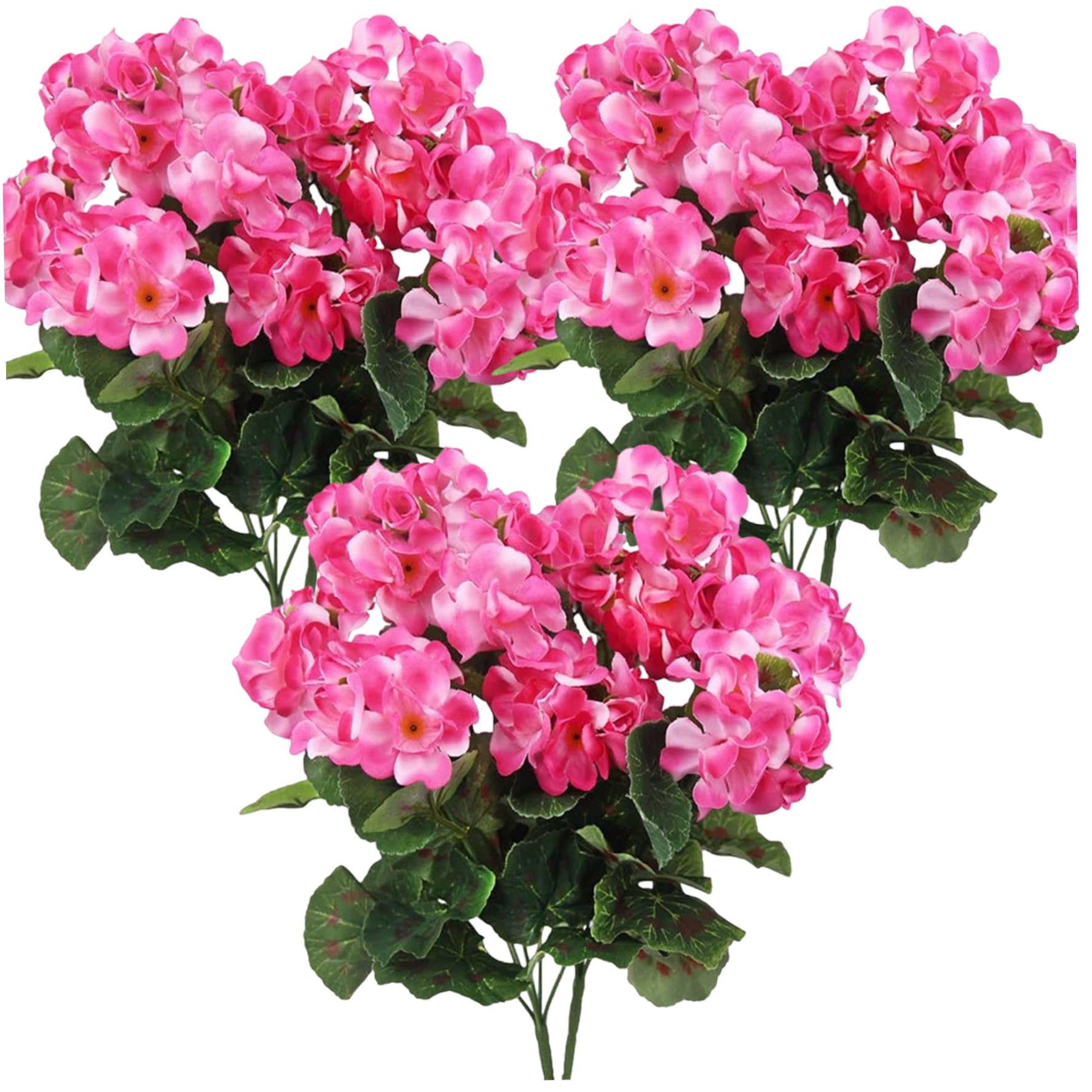 Hperu 6Pcs Artificial Geraniums, 14 Inch Lifelike Artificial Flowers with Adjustable Branches Long Lasting Vibrant Silk Geranium for Indoor Outdoor Rose Red