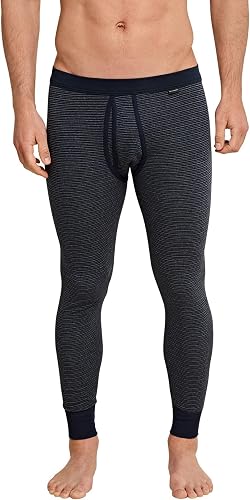 Schiesser Calzoncillos Largos para Hombre con bragueta – Feinripp Melange, Azul 