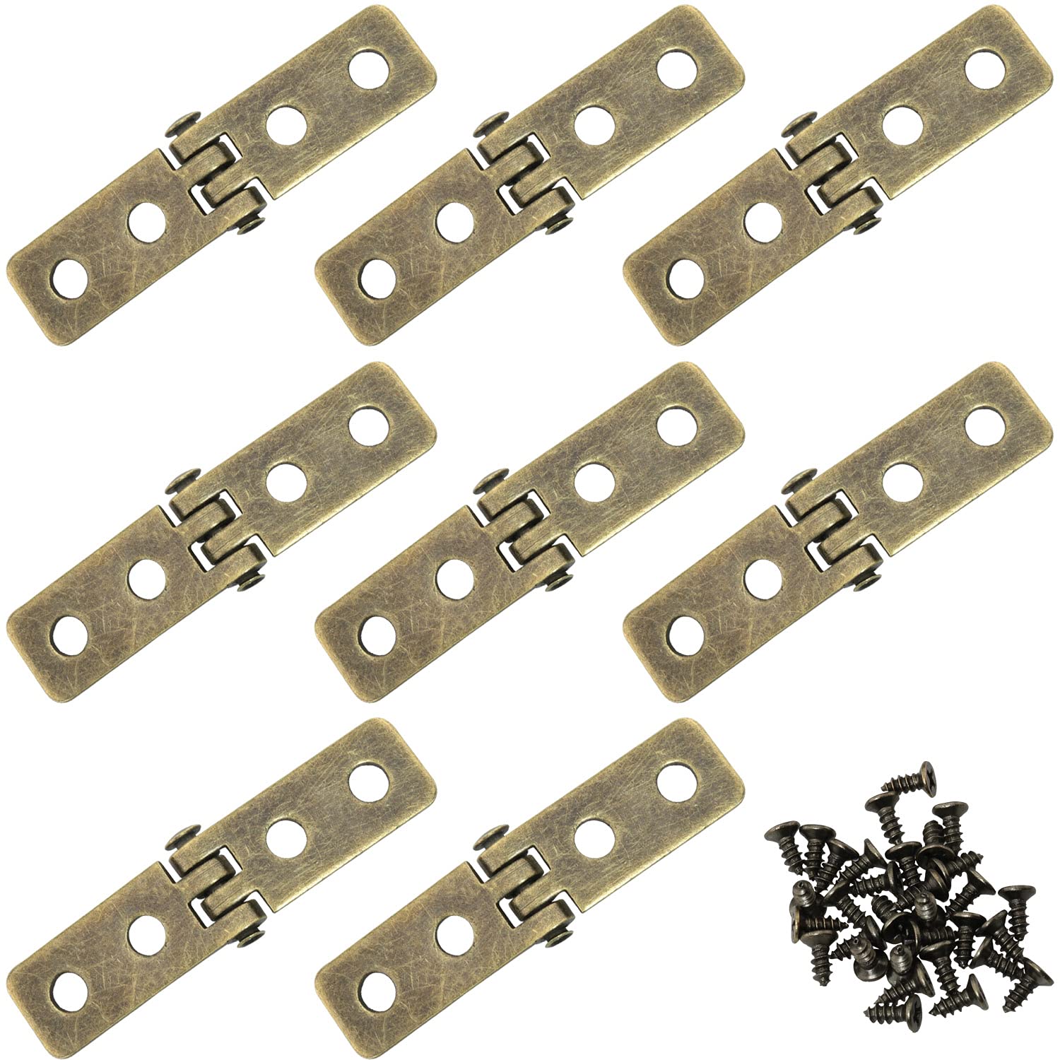 JianLing 8SETS Antique Bronze Hinge Vintage Hardware (with Mounting Screws) Folding Butt Hinges Narrow Flap Hinges for Boxes Jewelry Cases Cabinet Cupboard