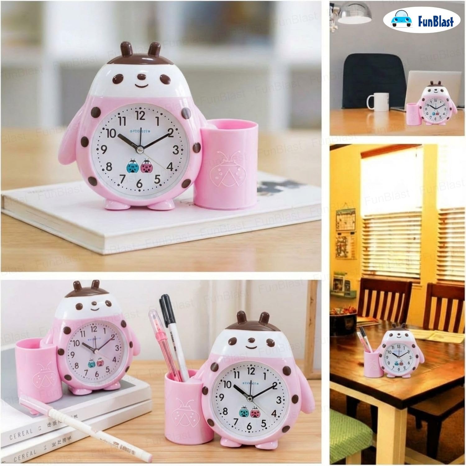 Cute Cartoon Alarm Clock for Kids - Pink -5 Cute Cartoon Alarm Clock for Kids - Pink -5