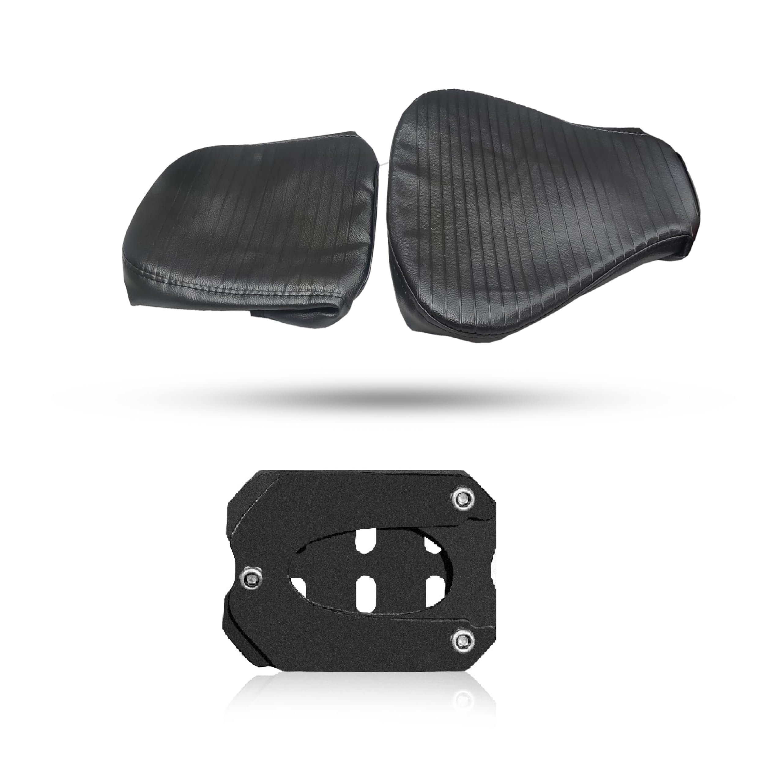 R.J.VON - Rexine Soft Seat Cover with Side Stand Extender Black for RE Meteor 350-picture-23