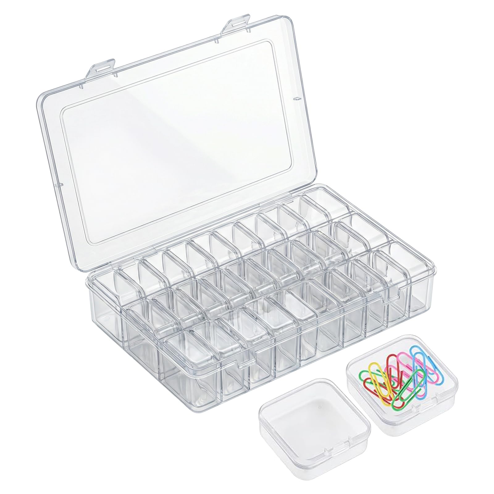 Culinavog 31 Pcs Clear Plastic Storage Containers, Bead Organizer Containers with Lid, for Craft DIY, Jewelry, Art Supplies, Mini Storage Box for Small Parts, Screws, Nails, Accessories