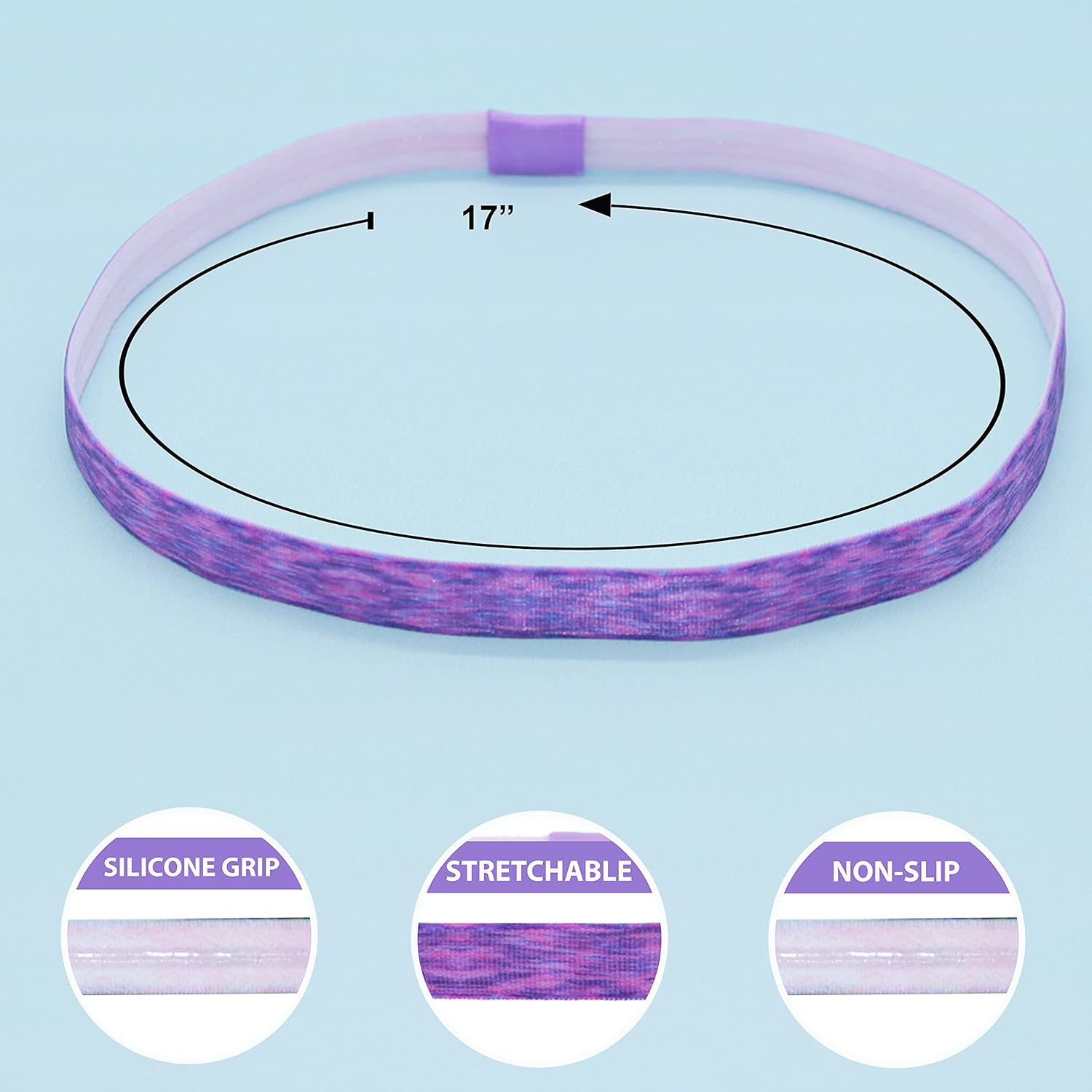 FROG SAC 5 Non Slip Sports Headband for Girls, Thin Tie Dye Sport Athletic Headbands for Kids, Elastic Hair Bands for Teens, Running Soccer Workout Head Band Hair Accessories, No Slip Silicone Lining : Beauty & Personal Care