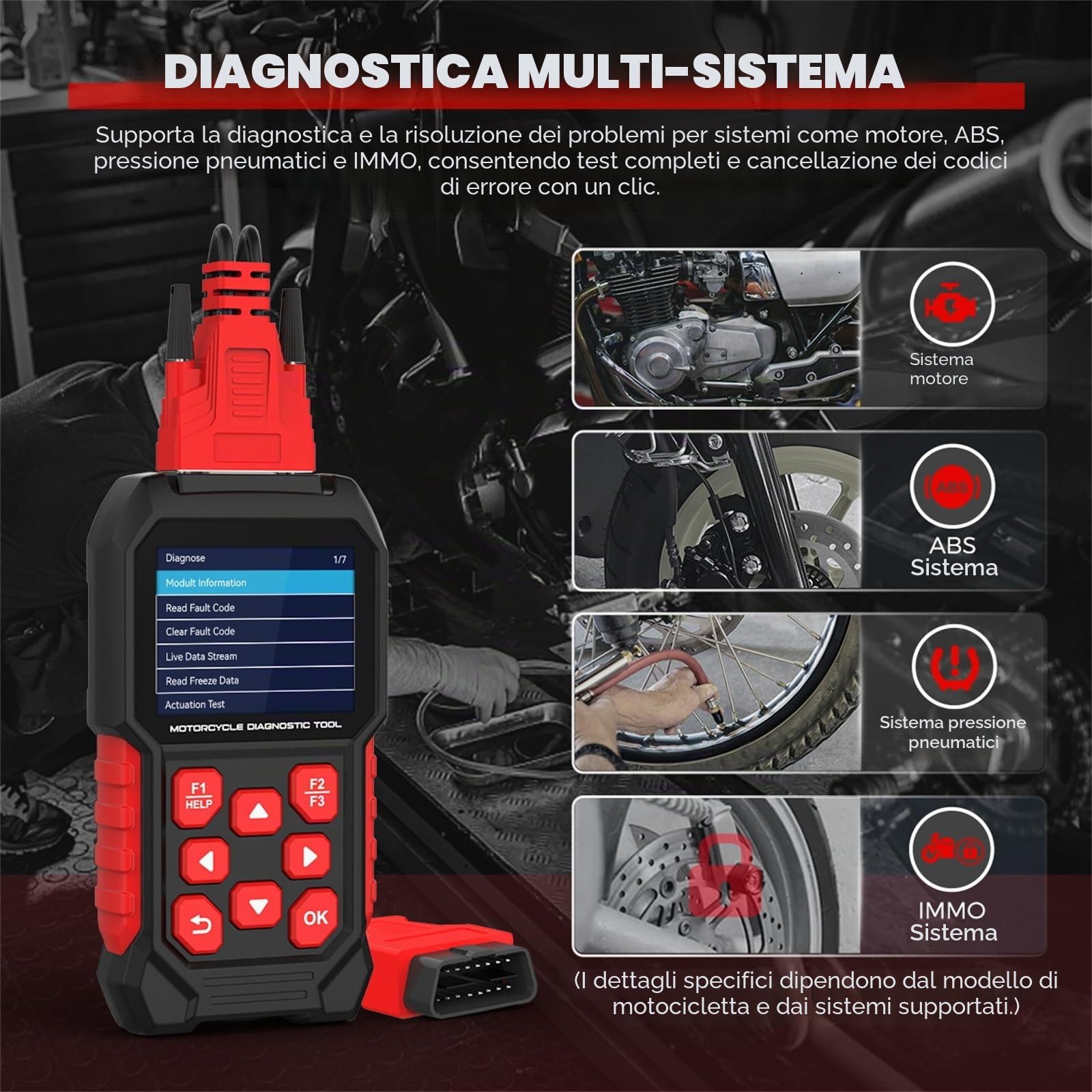 Strumento diagnostico M4 per moto Ducati 3P/4P, Desmo Reset & Reset olio, TPS Reset, Abilita/Disabilita ABS e DQS, regolatore CO, reset annuale, reset chiave, con OBD2, per Panigale Monster