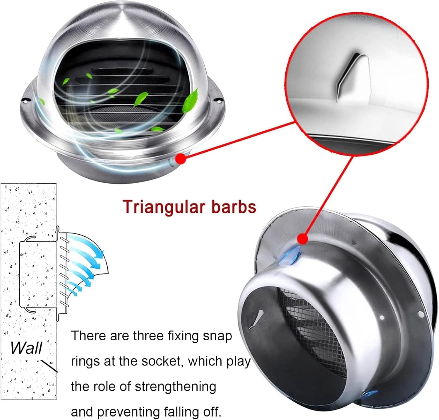 Stainless Steel Air Vents, 2"-12" Dryer Vent Cover Wall Air Ventilation Outlet Hood Sturdy and Does Not Fall Off, Wall Dryer Vent Cap for Indoor Or Outdoor Use, Kitchen, Bedroom Exhaust