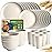 Teivio 32-Piece Kitchen Plastic Wheat Straw Dinnerware Set, Service for 8, Dinner Plates, Dessert Plate, Cereal Bowls, Cups, Unbreakable Plastic Outdoor Camping Dishes, Beige