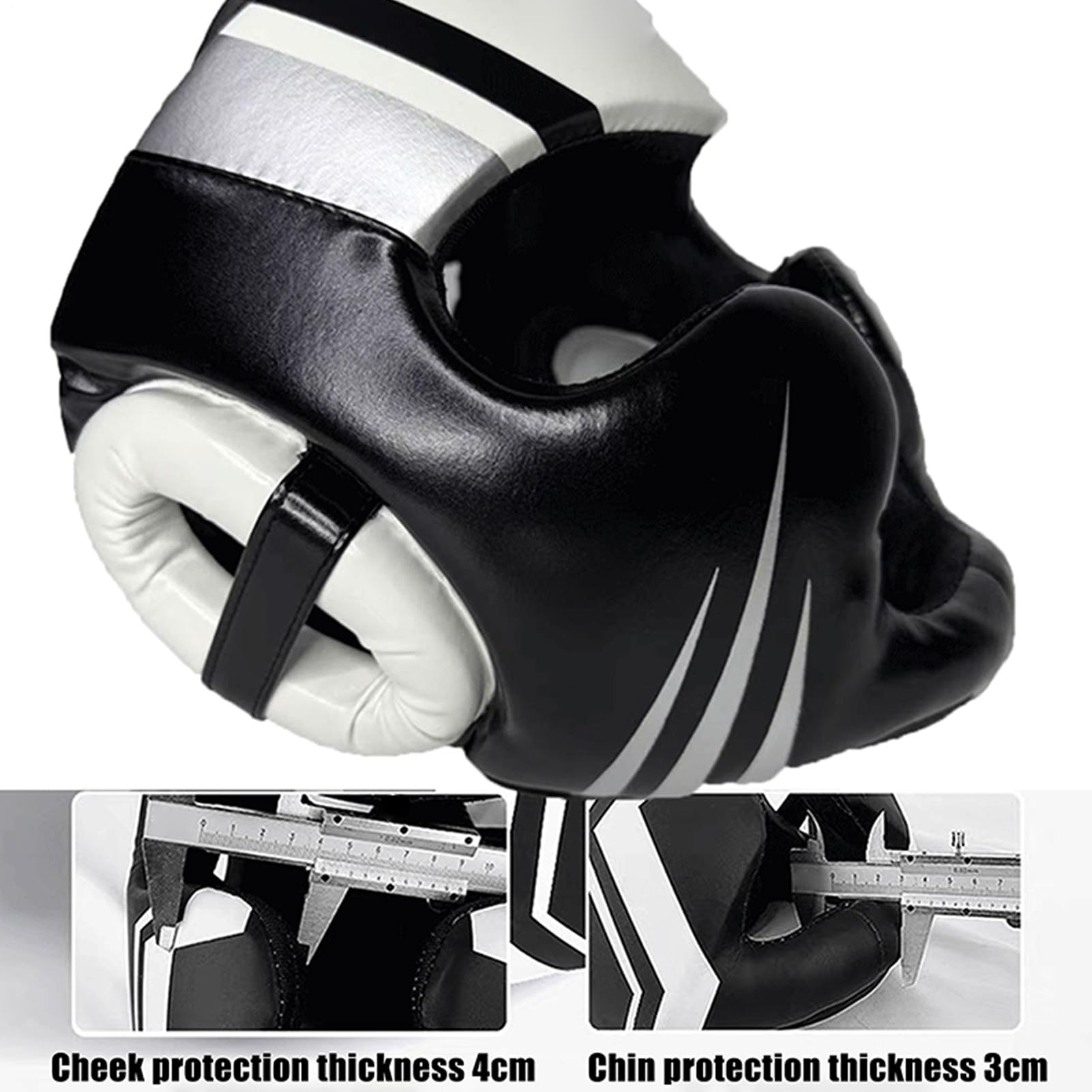 Kask bokserski, kick-boxing kask pełnotwarzowy - lekki sprzęt ochronny, amortyzujący ochraniacz głowy do sztuk walki bokserskiej