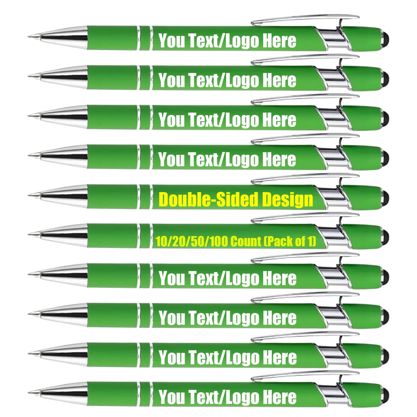 10/20/50/100pcs Personalised Pens for Office Stylus Pen Engraved Pen with Name Message - Ball Point Pens Multipack - Handwriting Pens for Business Conferences And Exhibitions (Green, 20PCS)