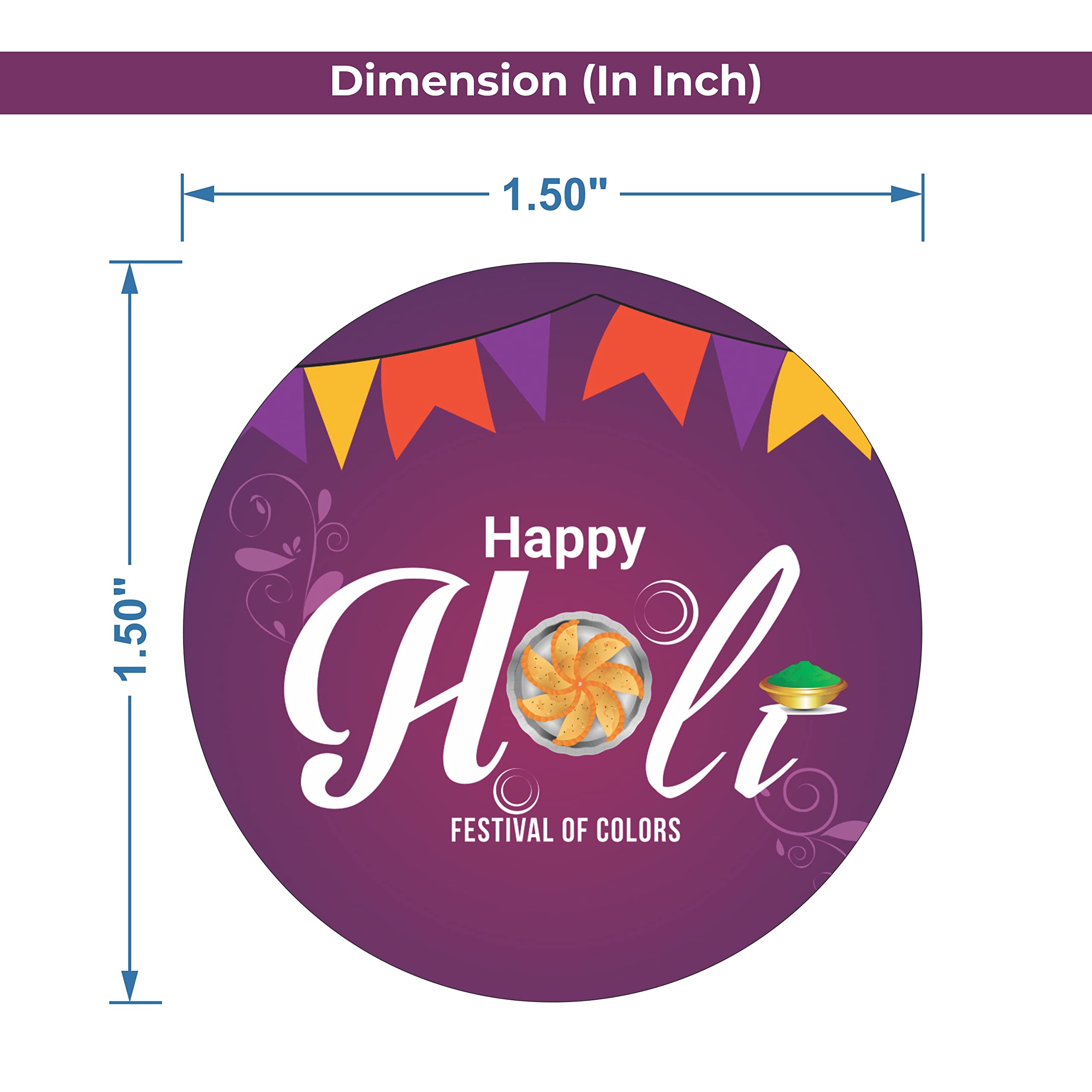 Goelite Happy Holi Stickers for Gifts Packaging and Journal, Decorations Set of 95 Stickers Self-Adhesive and High Glossy Stickers (Design 2) 4