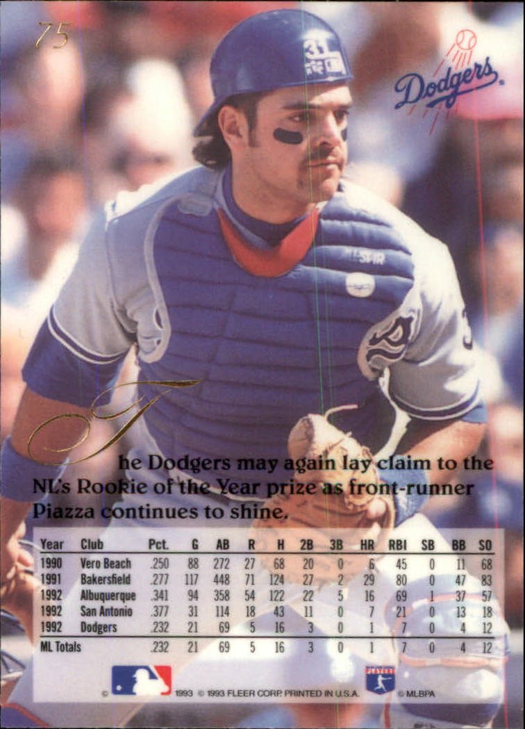 Amazon.com: 1993 Flair Baseball Card #75 Mike Piazza