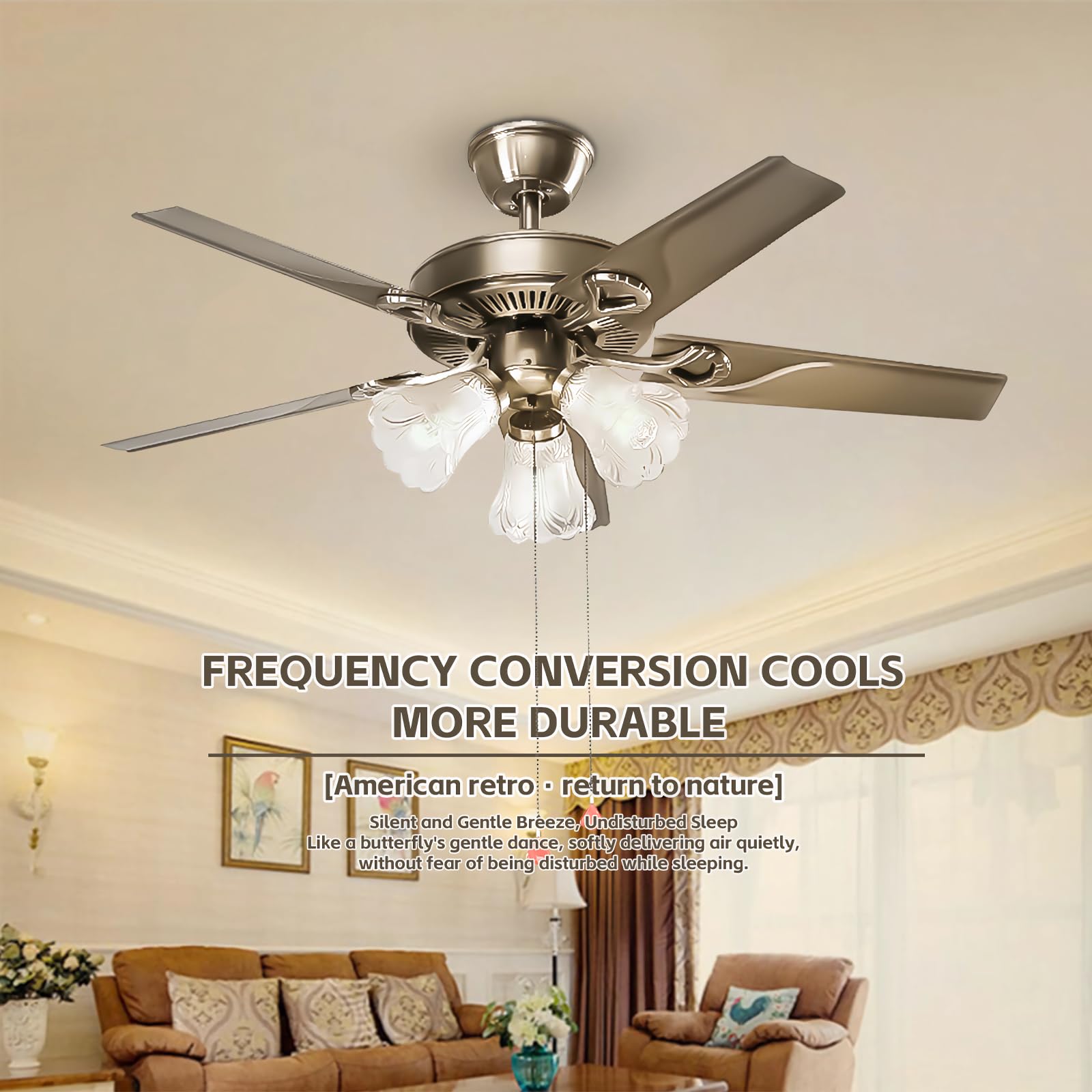 Amazon.com: ZXKLXYY Retro Coppery Reversible Ceiling Fan，5 Fan