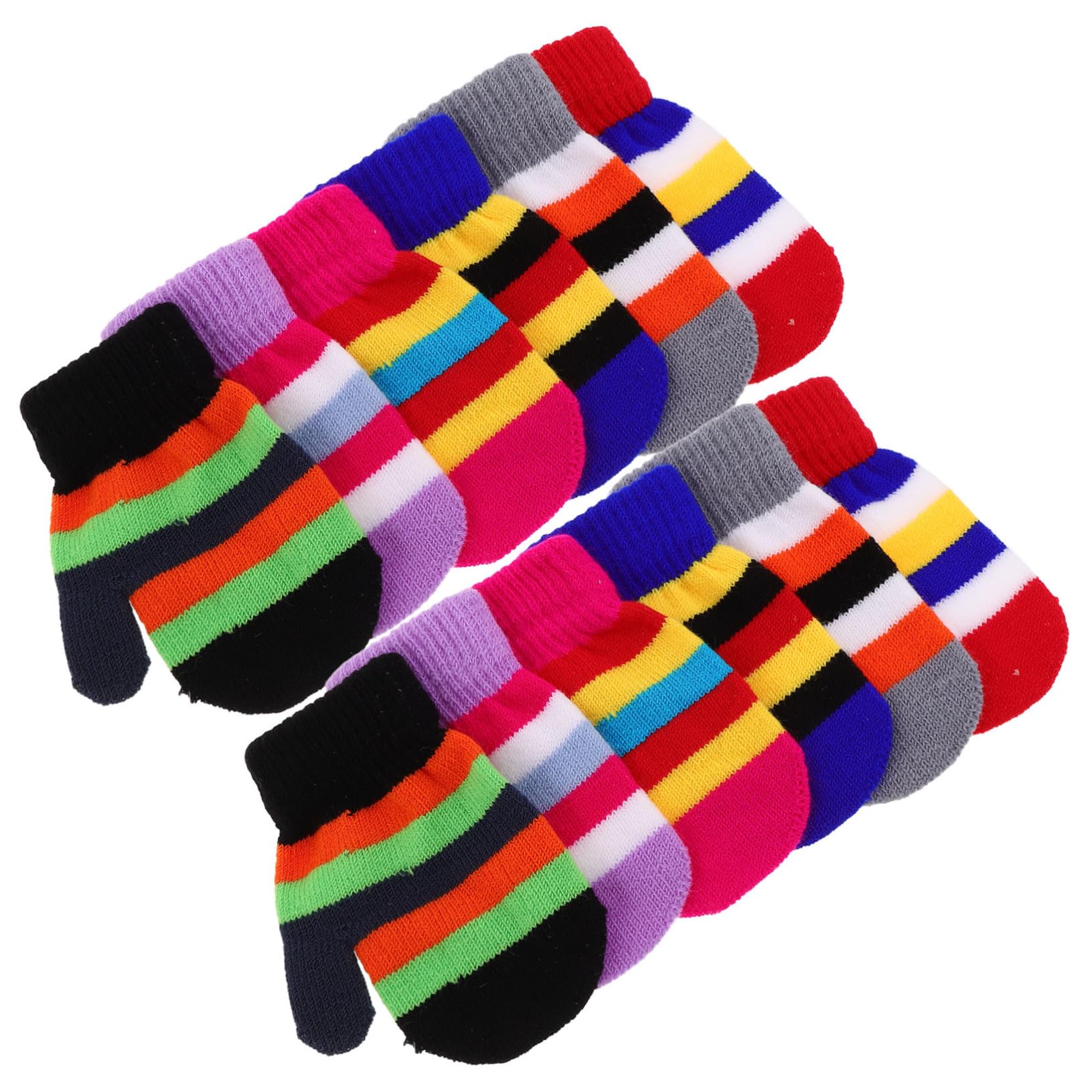 24 Paires Garçon Fille Doux et Élastiques Mitaines Tricotées Colorées Hiver Chauds à Doigts pour et Protection Froid pour Tout-petits