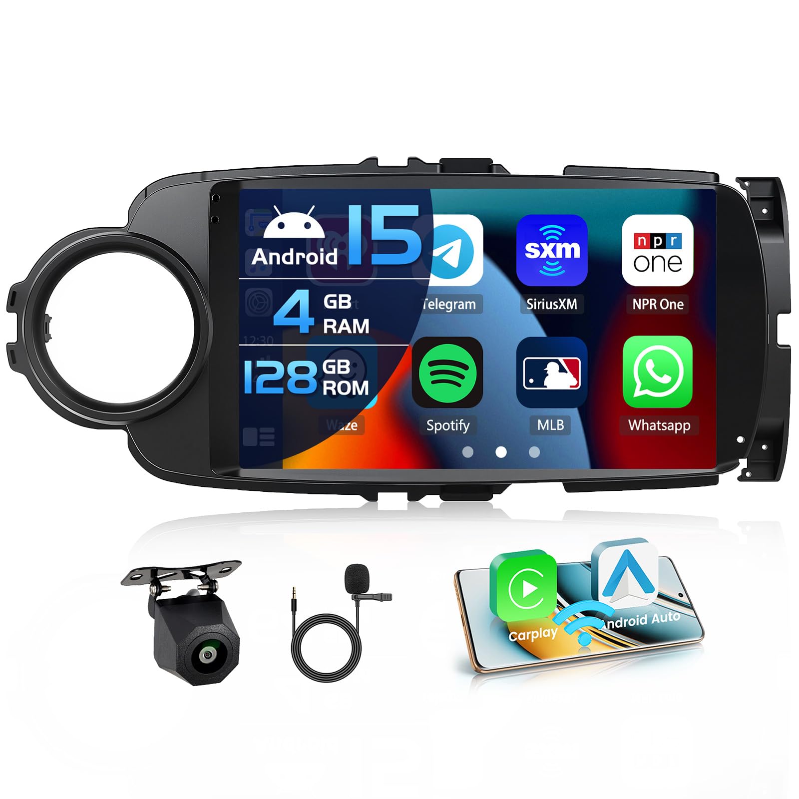 Inefala 4+128G 9'' Android 15 Autoradio pour Toyota Yaris Grmn 2012-2017