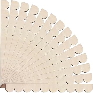 15 Pack Scalloped Decorative Wood Trim, Unfinished Wood Trim Molding Scalloped Wood Edge Wall Moulding Trim for DIY Wall Door Cabinet Shelf Doll House Window,16 x1.6 Inch