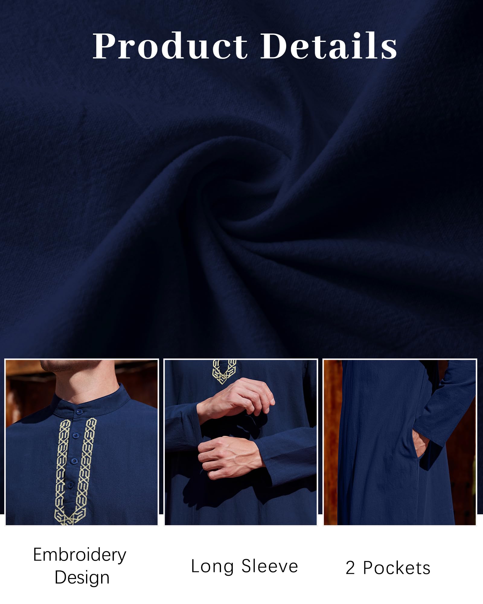 YAOHUOLE Vêtements islamiques Chemise de Nuit pour Homme Vêtements de prière Longs pour Hommes Islam
