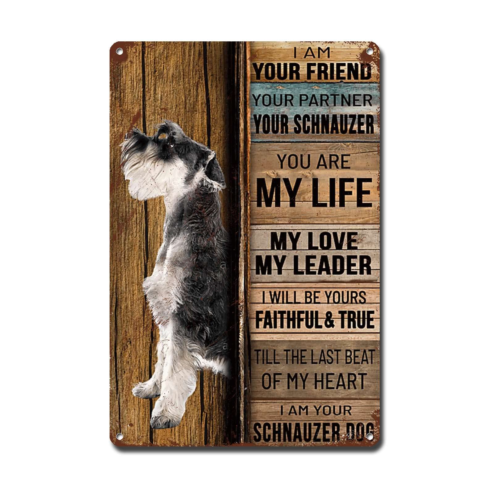 Lygond Metal Sign Tin Sign Vintage Wall Art I Am Your Friend Gift for Schnauzer Lovers Dog Lovers Vintage Wall Art Prints Bathroom Signs for Home for