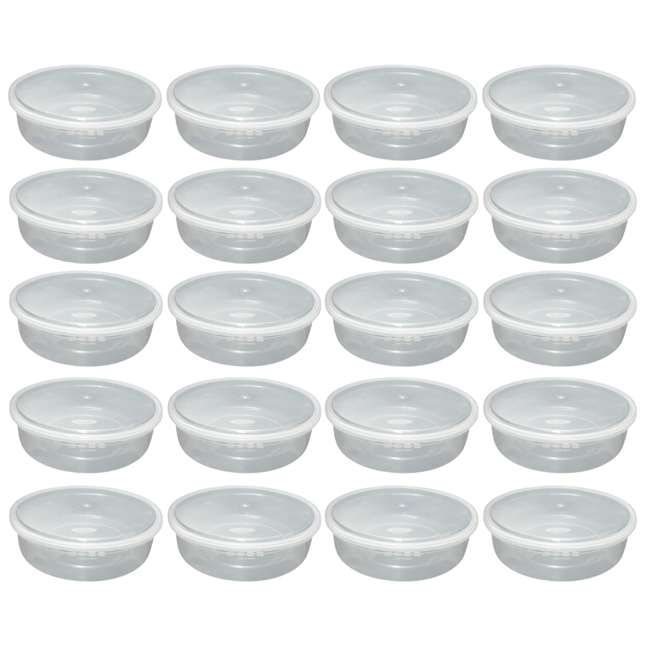 M1ss Transparent (Pack Of 40) Clear Round Large Plastic Food Containers Storage Box Microwave & Freezer Safe Meal Prep Food Tubs Takeaway Containers With Secure Seal Lids For Kitchen, Everyday Use