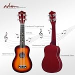 Ukulélé Soprano ADM pour Débutants 21 pouces en Bois Hawaïen Kit pour Enfants Adultes Étudiants Starter Pack Professionnel avec Cours Gratuits, Sac de Gig, Sangle, Accordeur, Médiator, Coucher de Soleil