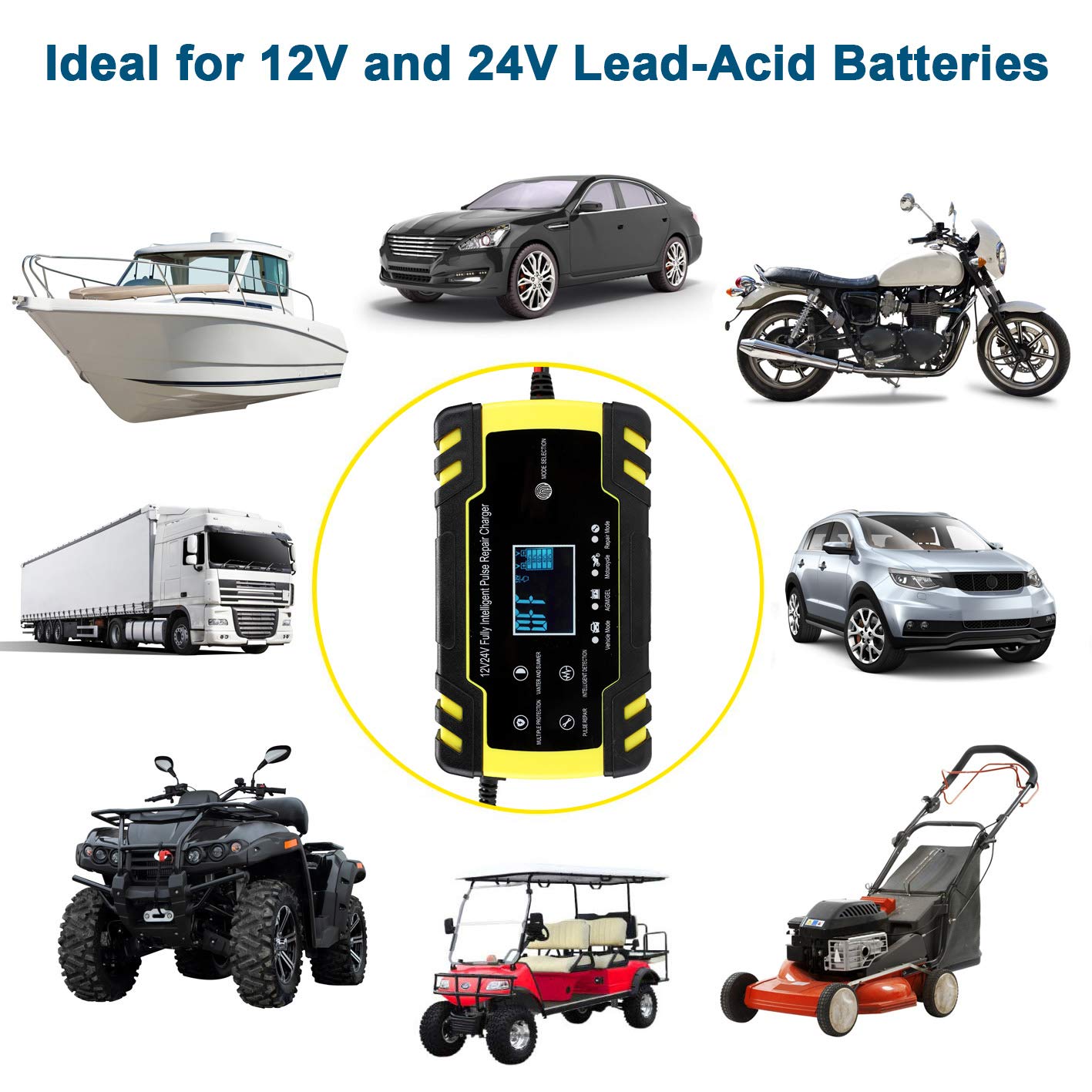 Ballon Pasic 24 Volt Battery Charger for Rollplay Turnado Monster Truck White Plug, 24V Kids Ride On Car Charger