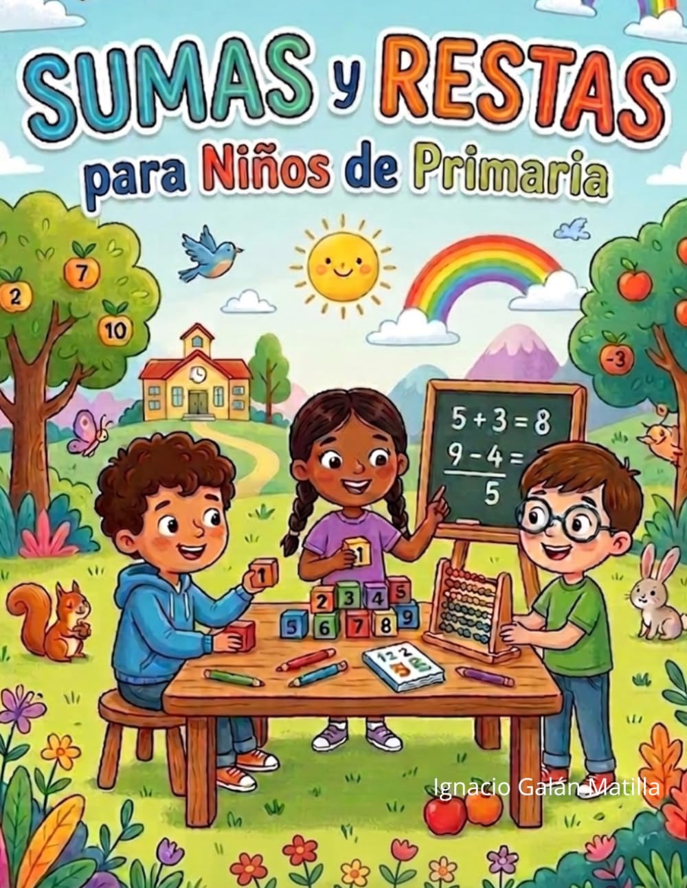 Aprendo Matemáticas: Sumas y Restas Divertidas para Niños de Primaria: Más de 60 Ejercicios Fáciles y Entretenidos (Blue&Green Coloring)