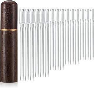 Large Eye Sewing Needles, 30 Pcs Hand Sewing Needles, Embroidery Needles, Big Eye Cross Stitch Tapestry Needles for Hand Sewing with Wooden Needle Case, for Sewing Embroidery Accessories