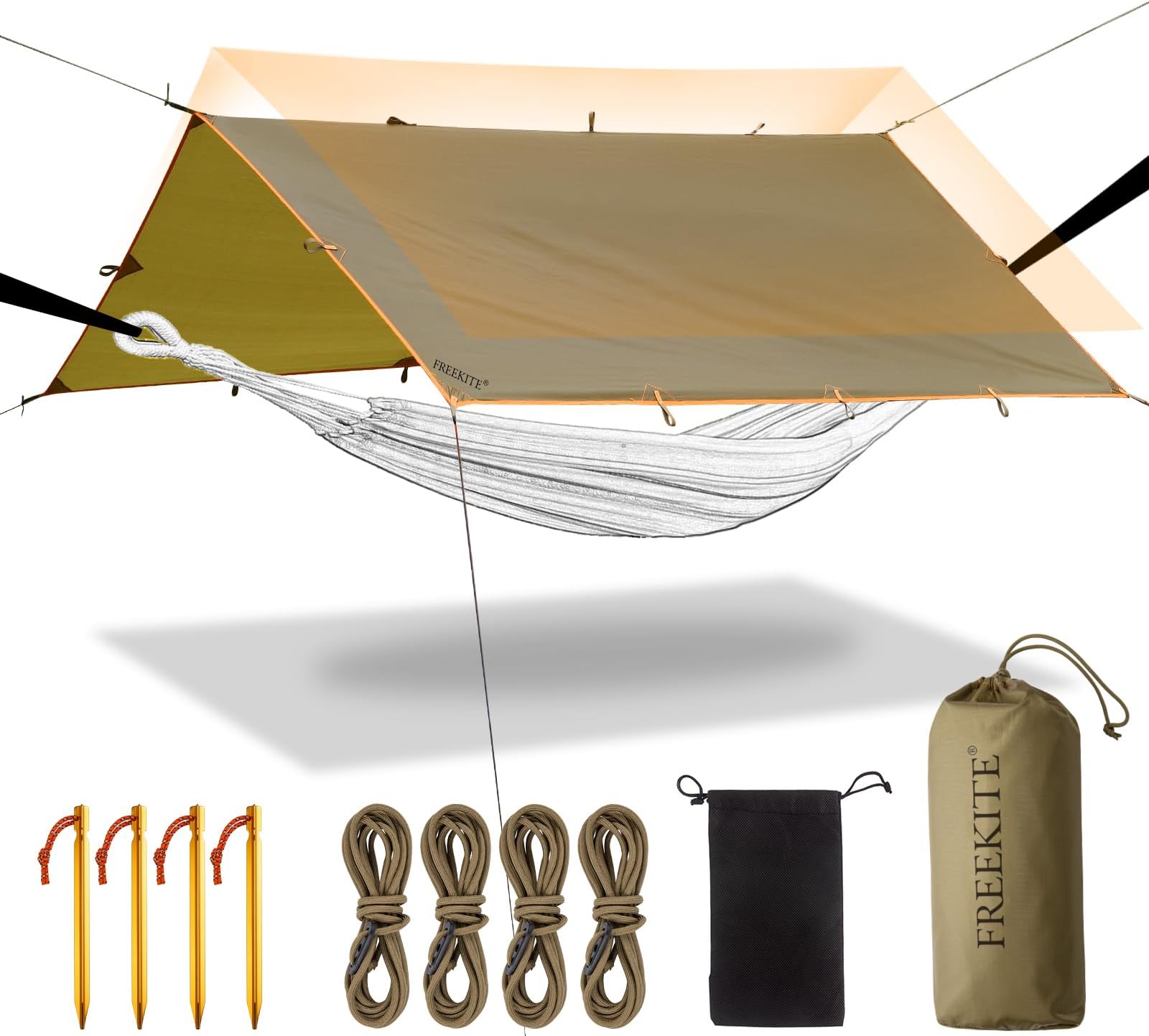 FREE SOLDIER Waterproof Portable Tarp Multifunctional Outdoor Camping Traveling Awning Backpacking Tarp Freekite Shelter Rain Tarp