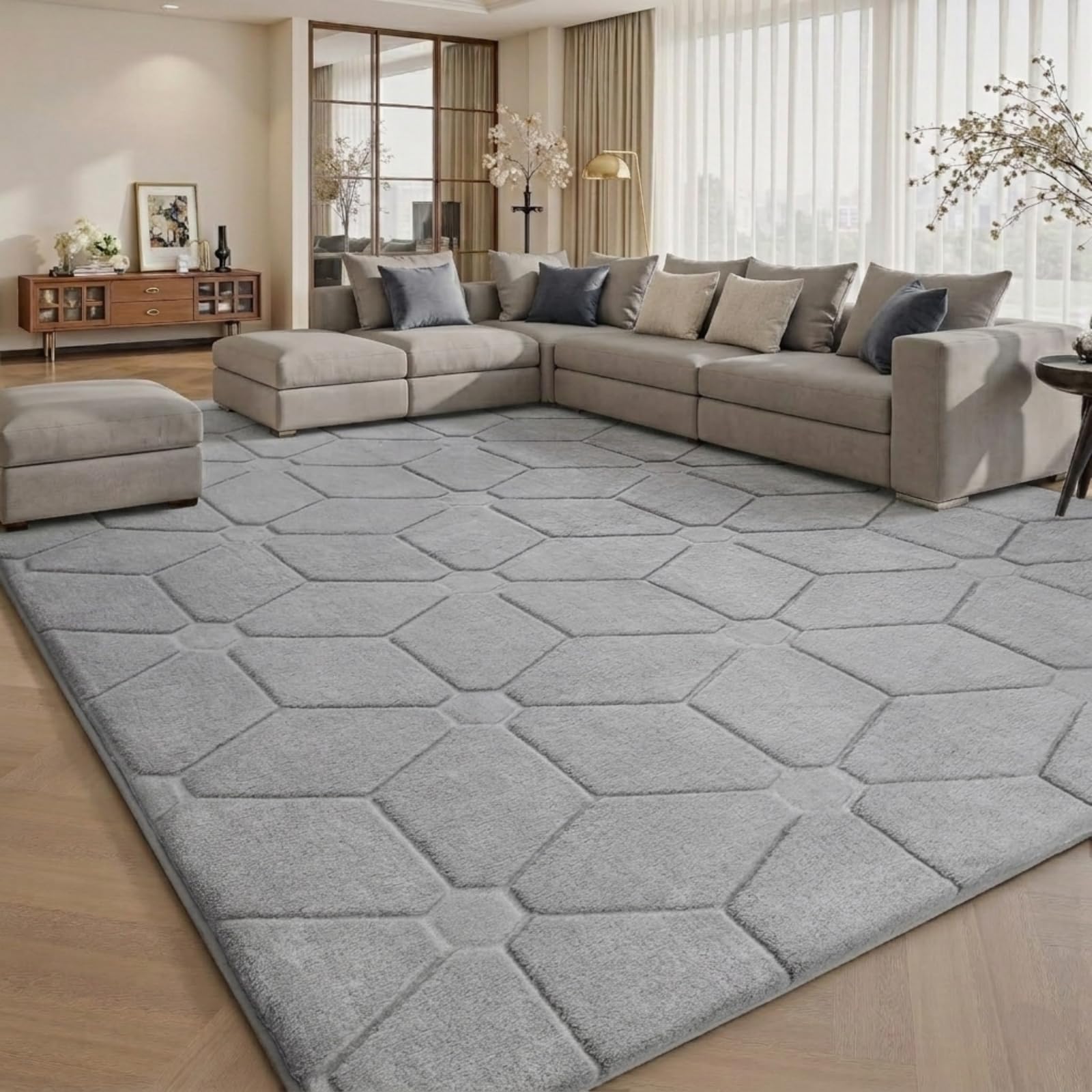Treeboy Large Rugs Living Room Bedroom Grey Rug 140x200 Washable Carpet