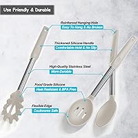 Vista 4 de Espátula de silicona y cuchara de cocina, paquete de 5 utensilios de cocina antiadherentes para la cocina, espátulas y cucharas sólidas y ranuradas