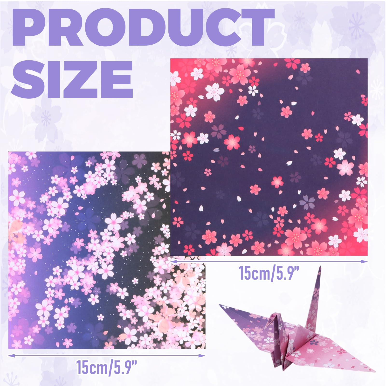 120 Hojas Papel Origami, 15x15 cm Papel Plegable Cuadrado Doble Cara con Diseño de Flores de Cerezo para Manualidades, Bricolaje, Niños y Adultos