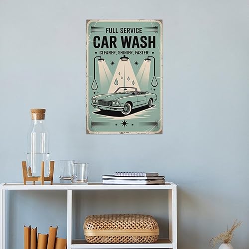 Miniatura 4 de Full Service Car Wash Service Vintage Poster Retro Auto Cleaning Wall Art Suitable for Garage Cafe Or Bar Printing Posters Unframe-style