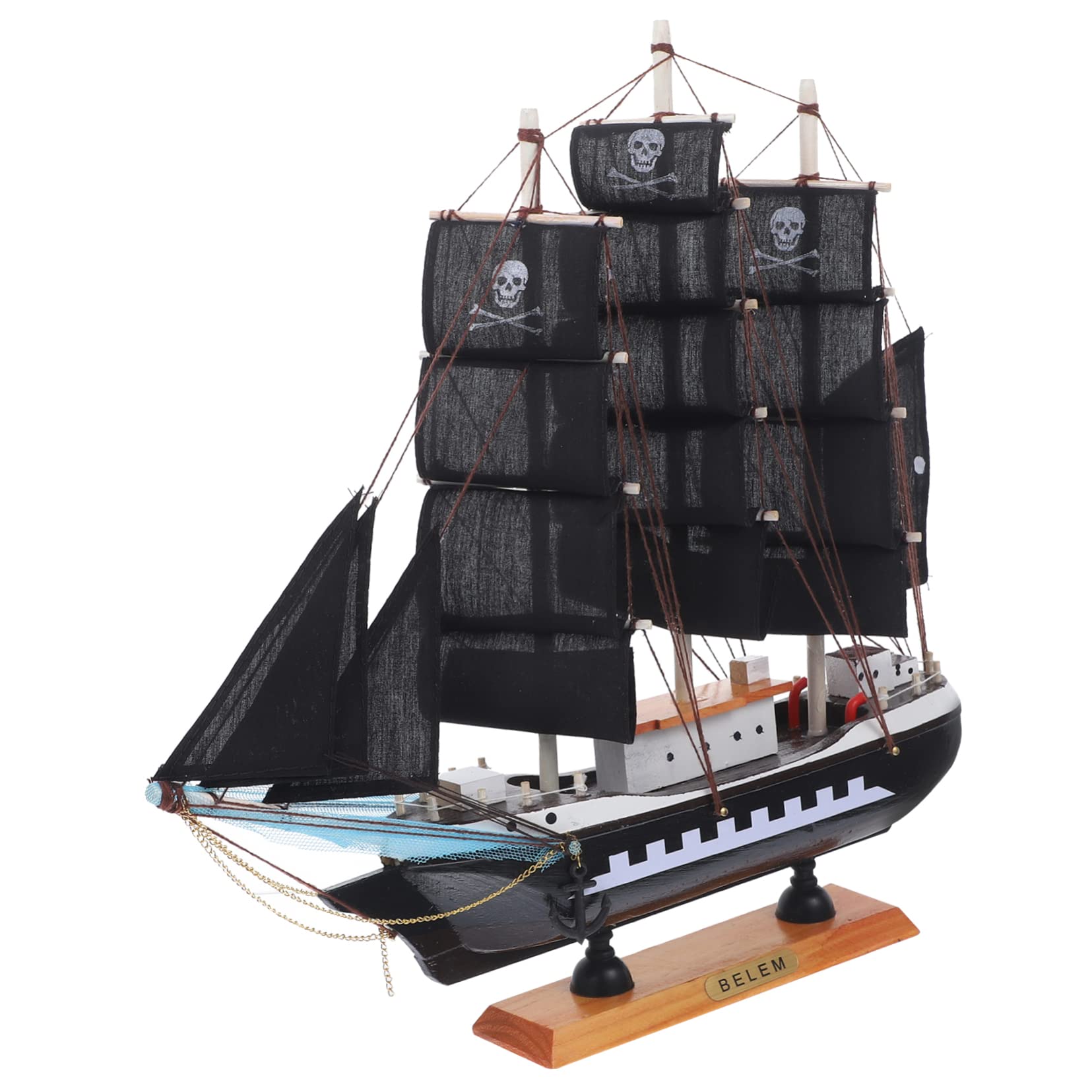 UKCOCO Modelo de Barco Pirata de Madera 33cm Decoración Marítima para Oficina y Entrada Estilo Único y Material Madera Tela