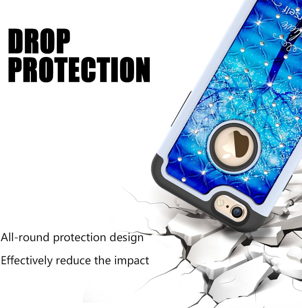 UrSpeedtekLive iPhone 6s Case, iPhone 6 Case, [Shock Absorption] Dual Layer Hybrid Defender Protection Rhinestone Crystal Bling Cover Case for iPhone 6 / 6s 4.7 inch - Galaxy Tree
