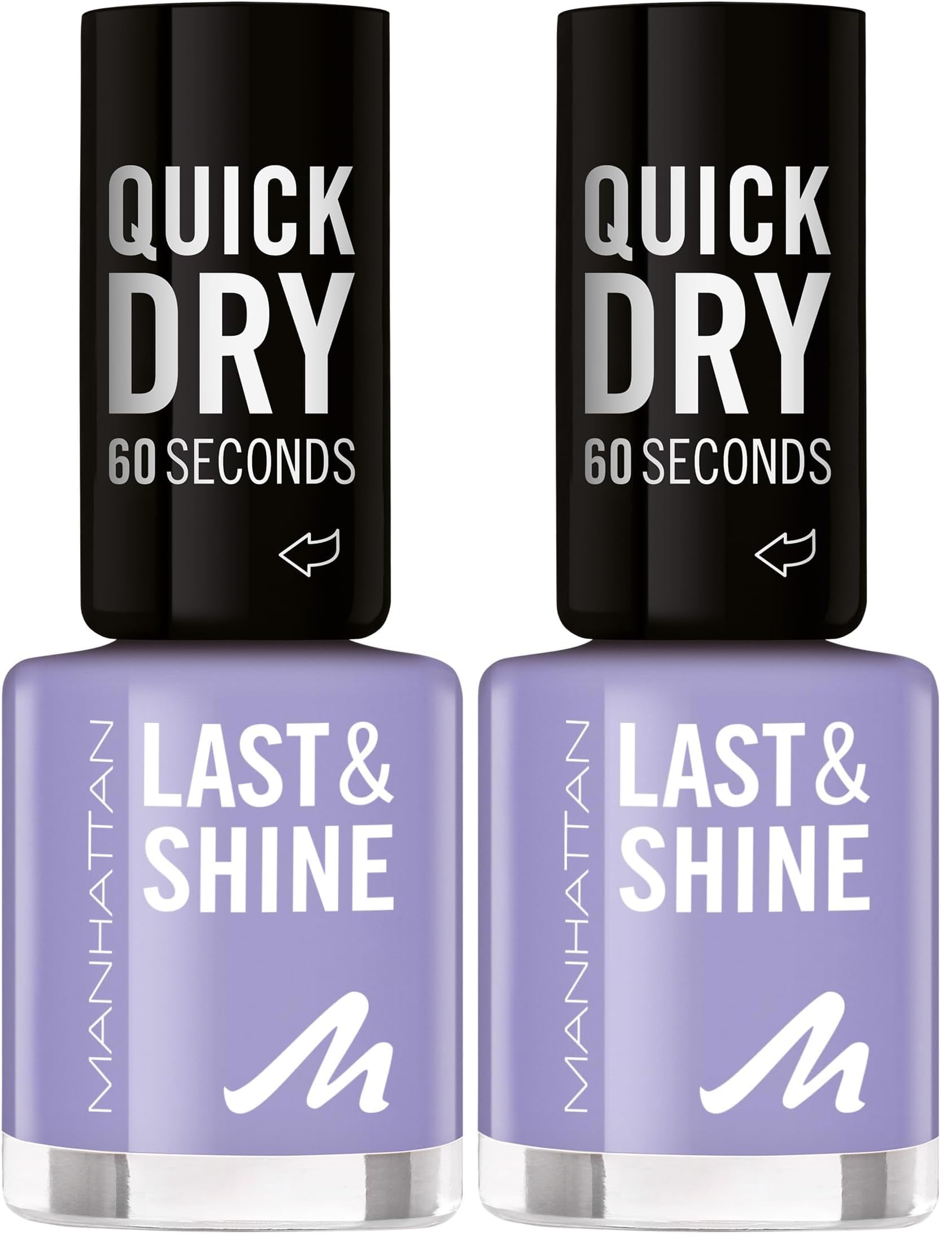 MANHATTAN Last & Shine schnelltrocknender Nail Polish, veganer & tierversuchsfreier Nagellack, langanhaltend, ultraglänzendes Finish, 8ml, Fb. 800 Lilac Mood (Packung mit 2)