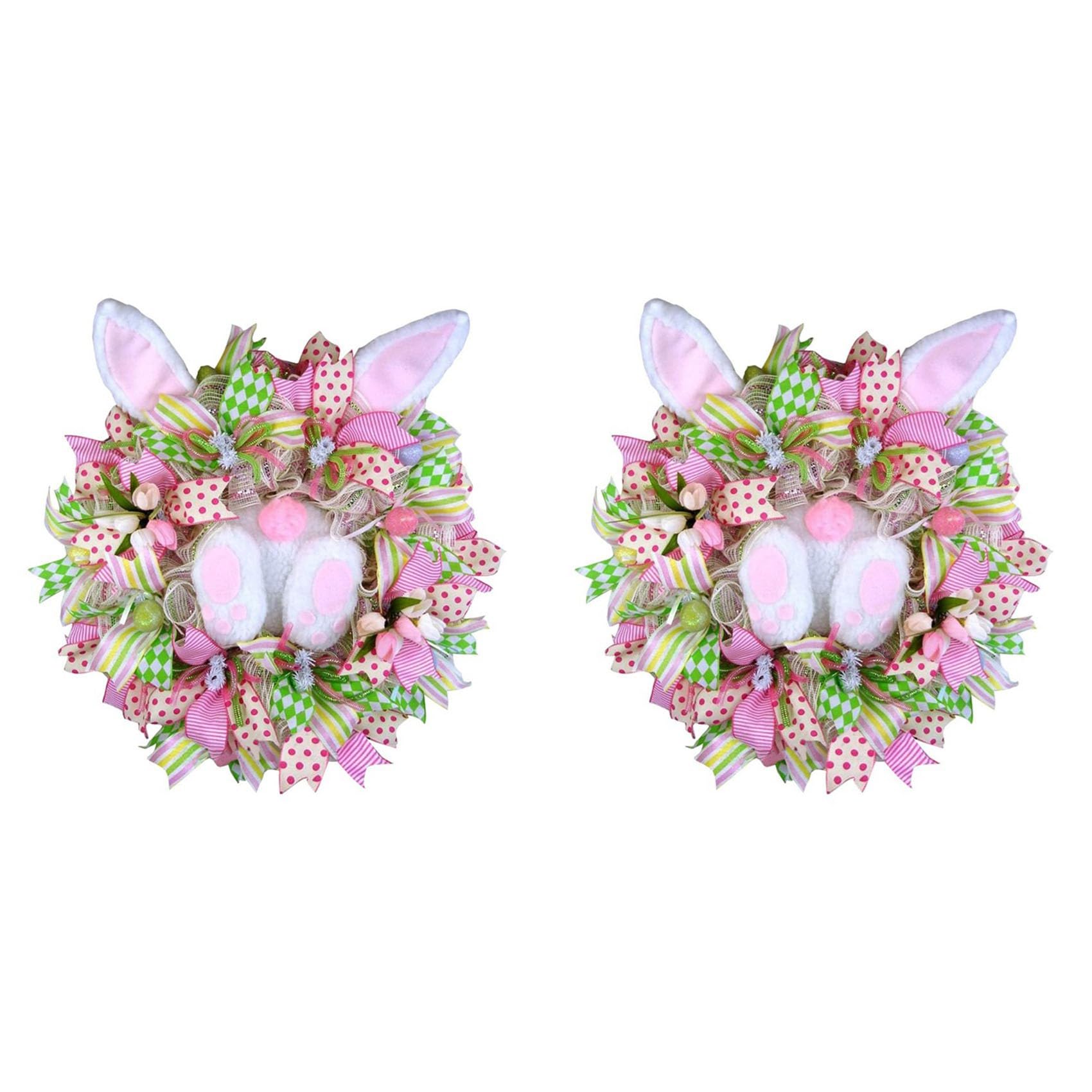 Vjsujehgy 2X Easter Wreaths for Front Door, Wreaths with, Spring Easter Wreaths Garland Easter Decor