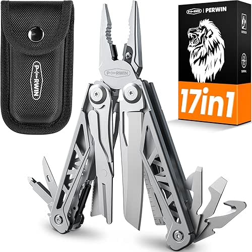 Multitool, 17-in-1 Stainless Steel Multi Tool Pliers with Self-Locking, Pocket