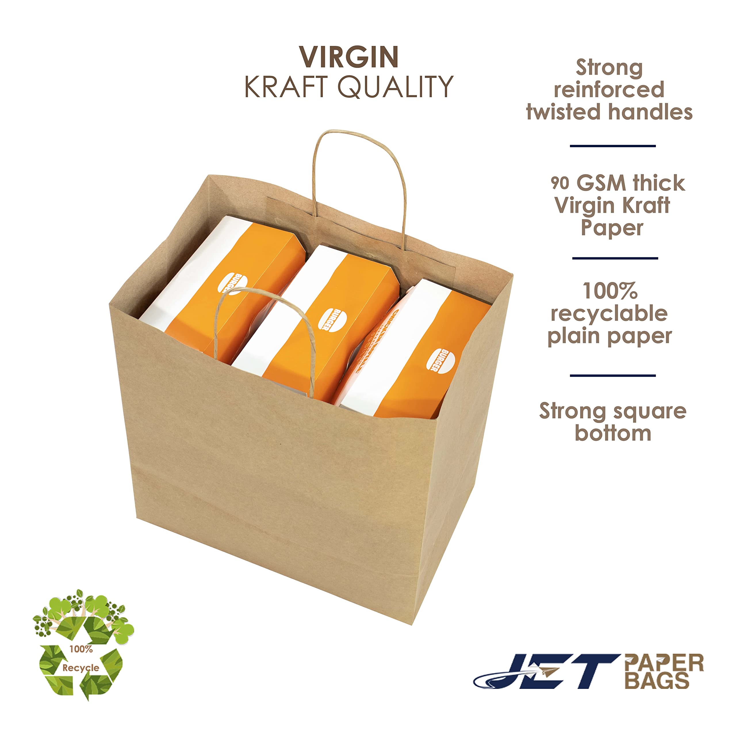Amazon.co.jp: JET PAPER BAGS 11インチx7インチx12インチ バージン