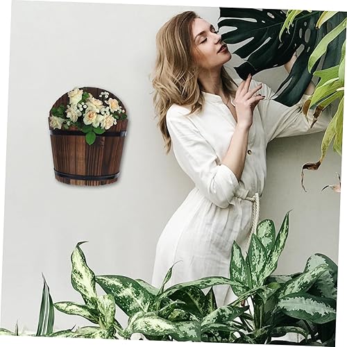 Miniatura 9 de Yardwe 2 macetas de madera elegantes para colgar en la pared para decoración de jardín, fácil de instalar, soportes para plantas para oficina en