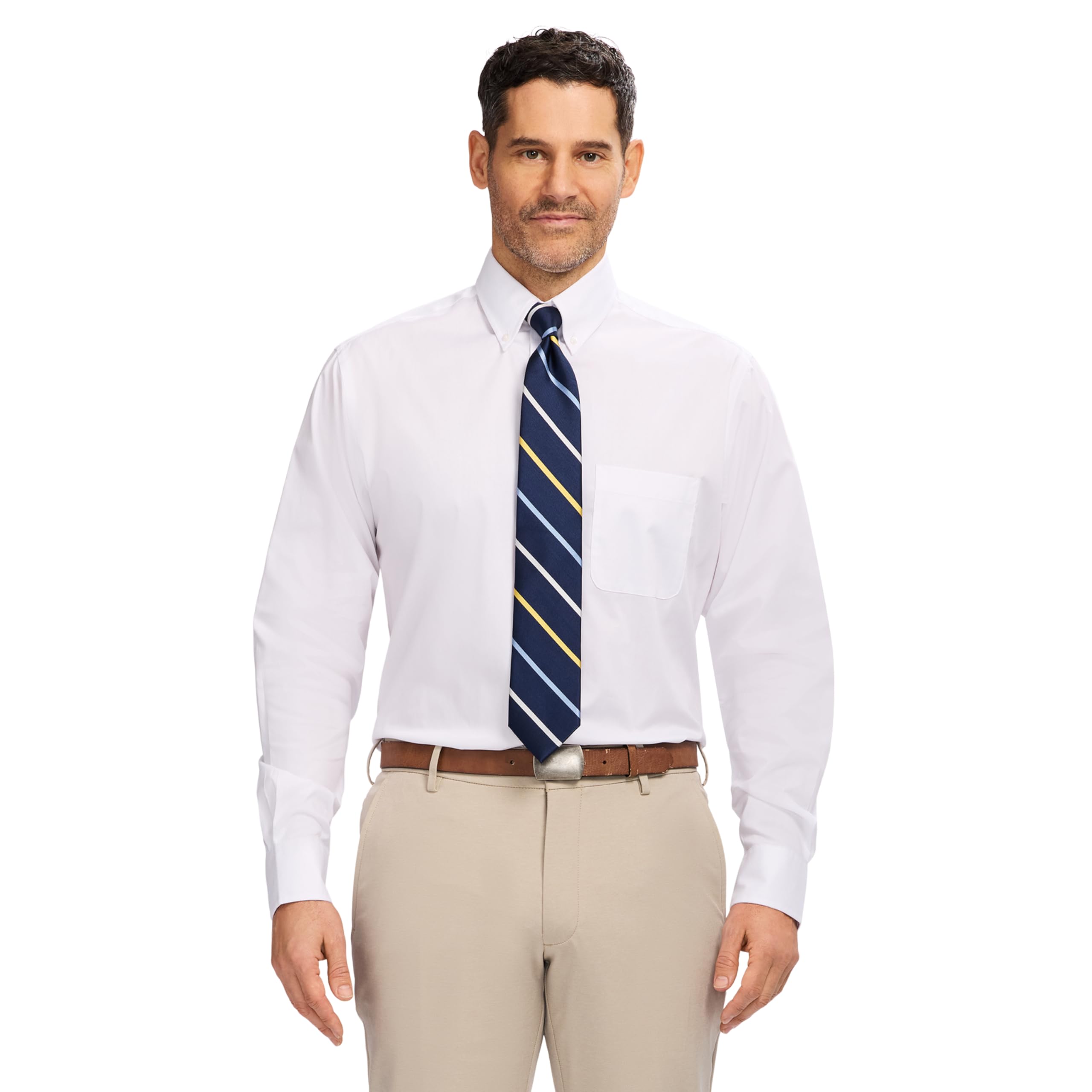 Izod Mens Dress Shirt Classic Fit Pinpoint Oxford Long Sleeve All Over Stretch Button Down Collar